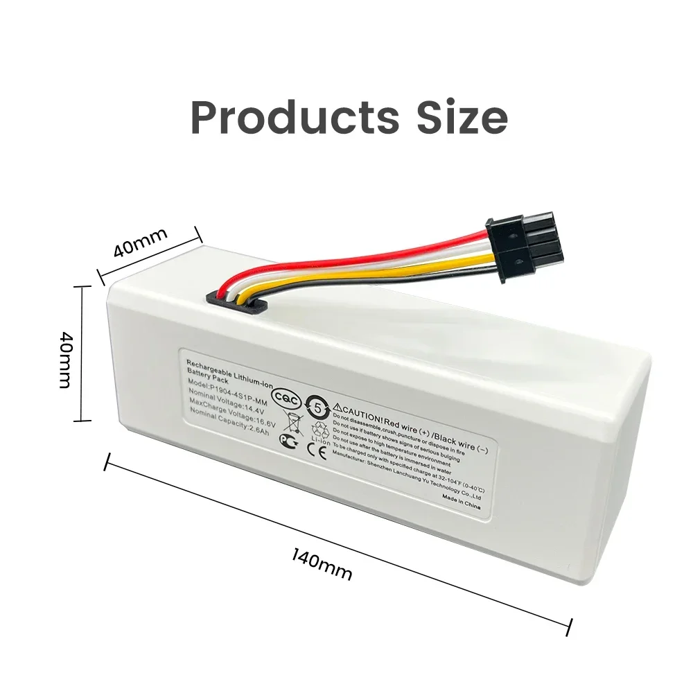 For Xiaomi Mijia 1C P1904-4S1P 14.4V Lithium battery, For Xiaomi STYTJ01ZHM Robot Vacuum Mop Cleaner Battery replacement 2600mah