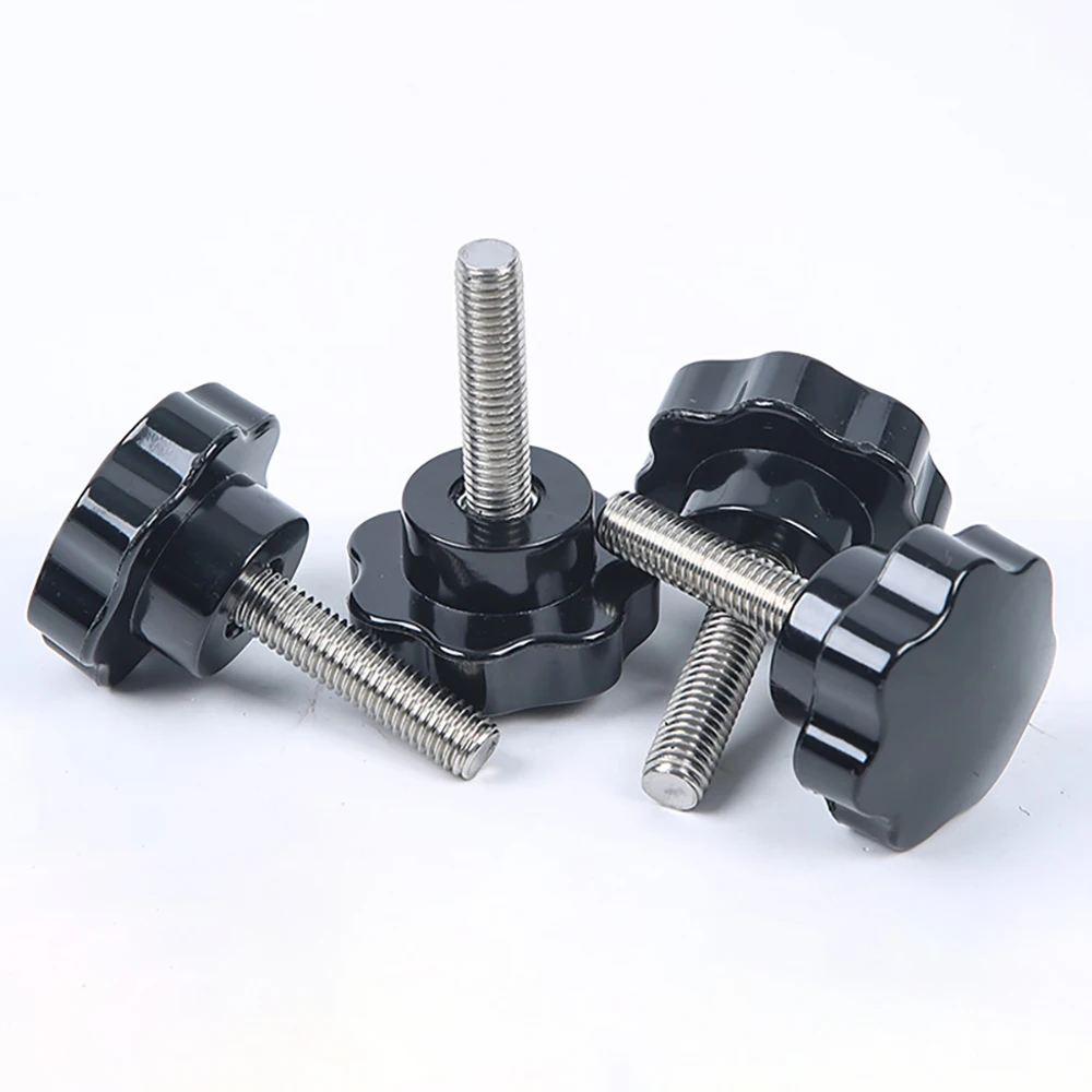 304 Stainless Steel Plum Handle Screw Star Shape Thread Clamping Handle Bolt Bakelite Hand Knob Tightening Screw M6 M8 M10 M12