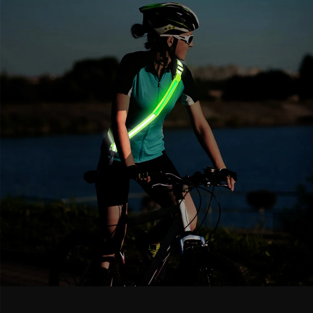 Reflective Sash Cycling Reflective Strap Adjustable Reflective Running Gear 5 Light Colors 3 Modes for Night Running Walking
