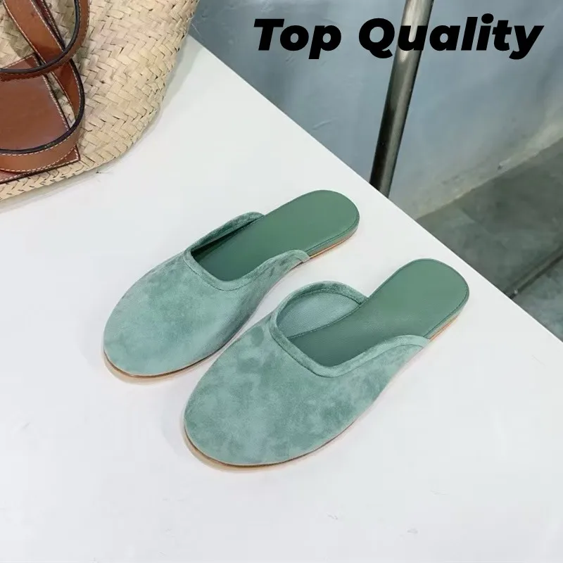 

Women's Fashion Genuine Leather Ballet Half Top Shoes Simple Retro Shallow Mouth Solid Color Round Head Slippers