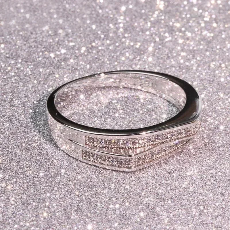 Double layered inlaid zircon, dignified and elegant temperament ring, elegant personality, niche design sense, versatile accesso