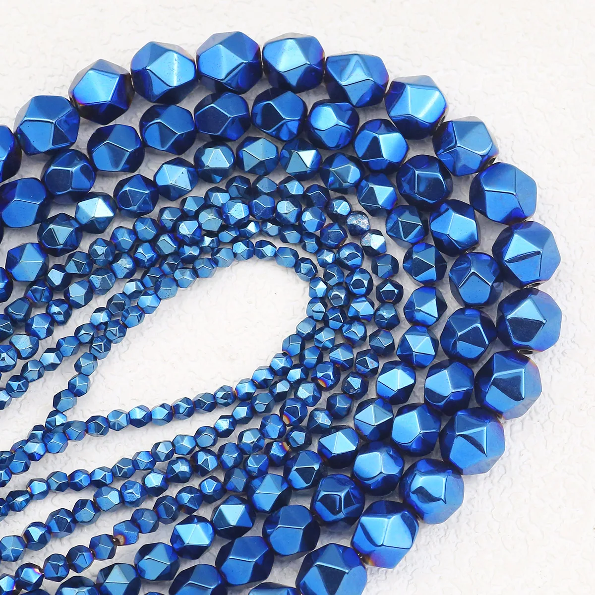 3-10MM Natürliche Hämatit Stein Blau Facettierte Runde Spacer Lose Perlen Für Schmuck Machen Charms Armband DIY Erkenntnisse zubehör
