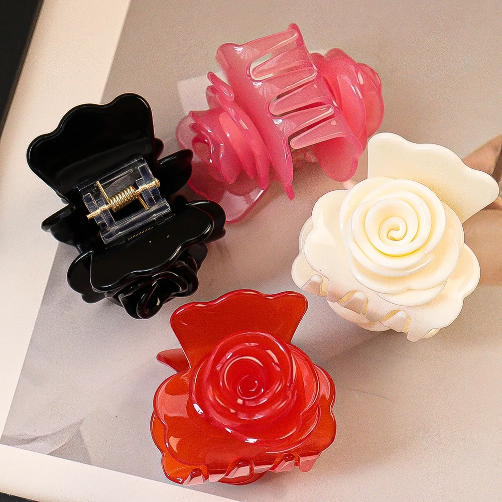 1pc Three dimensional rose petals, half tied hair, elegant temperament, hair accessory, new vinegar hair clip