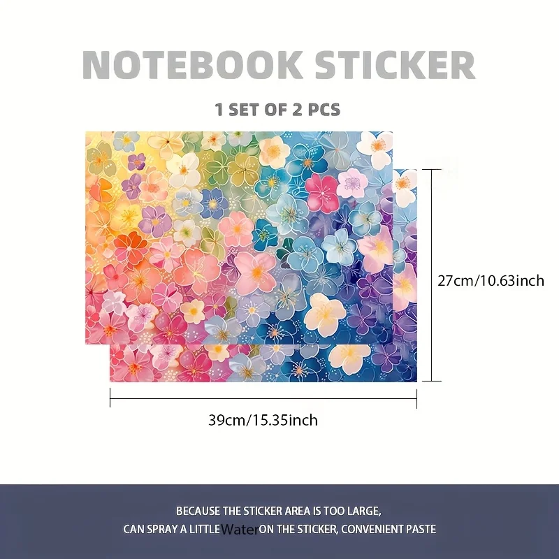 2 colored floral PVC laptop protective cases, self-adhesive and scratch resistant, universal laptop protective film,