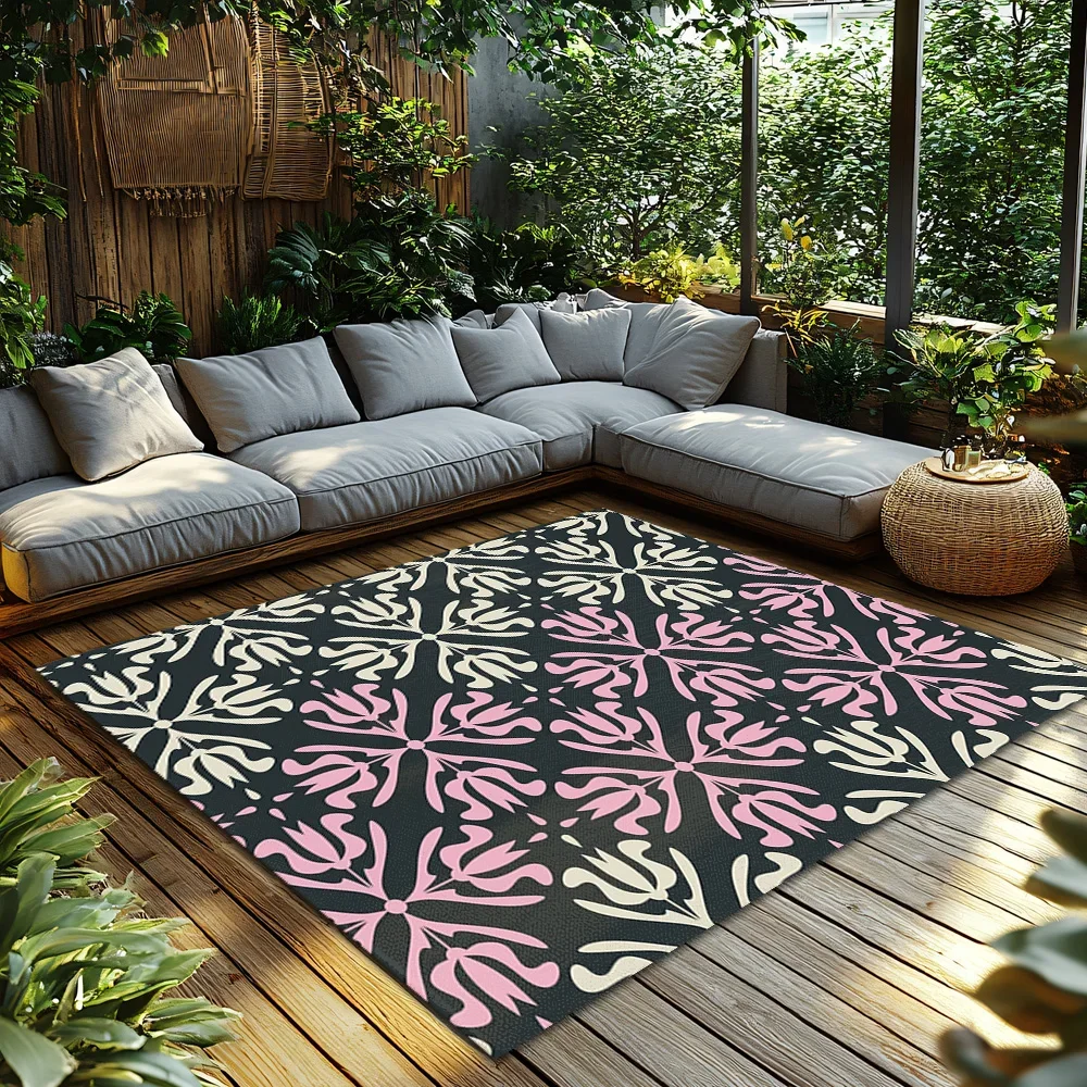 Elegant Moroccan Area Rug Vintage Persian Carpet Bohemian Floor Mat Living Room Decor Home Accent Non-Slip Indoor Outdoor Floor