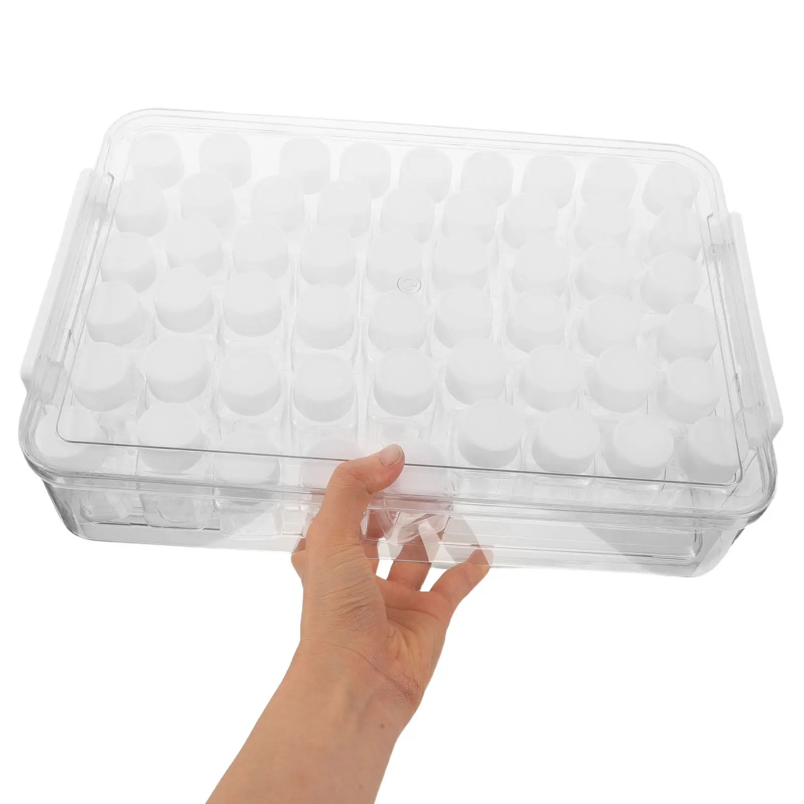 Clear Plastic Bead Storage Box Organizer 54 Bottles Stackable Transparent Case with Lid Dustproof Bead Sorting for Rhinestone