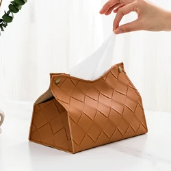 Caja de pañuelos a cuadros de cuero PU, soporte de pañuelos de coche, sala de estar americana moderna nórdica, mesa de Hotel, barato, venta al por mayor