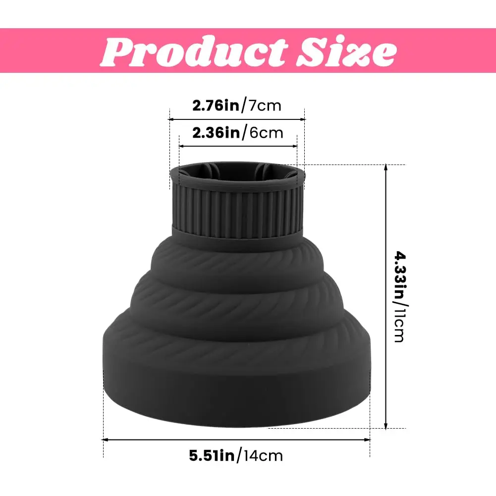 Hair Diffuser, Universal Collapsible Hair Dryer Diffuser Foldable Portable Silicone Blower Dryer Nozzle Replacement