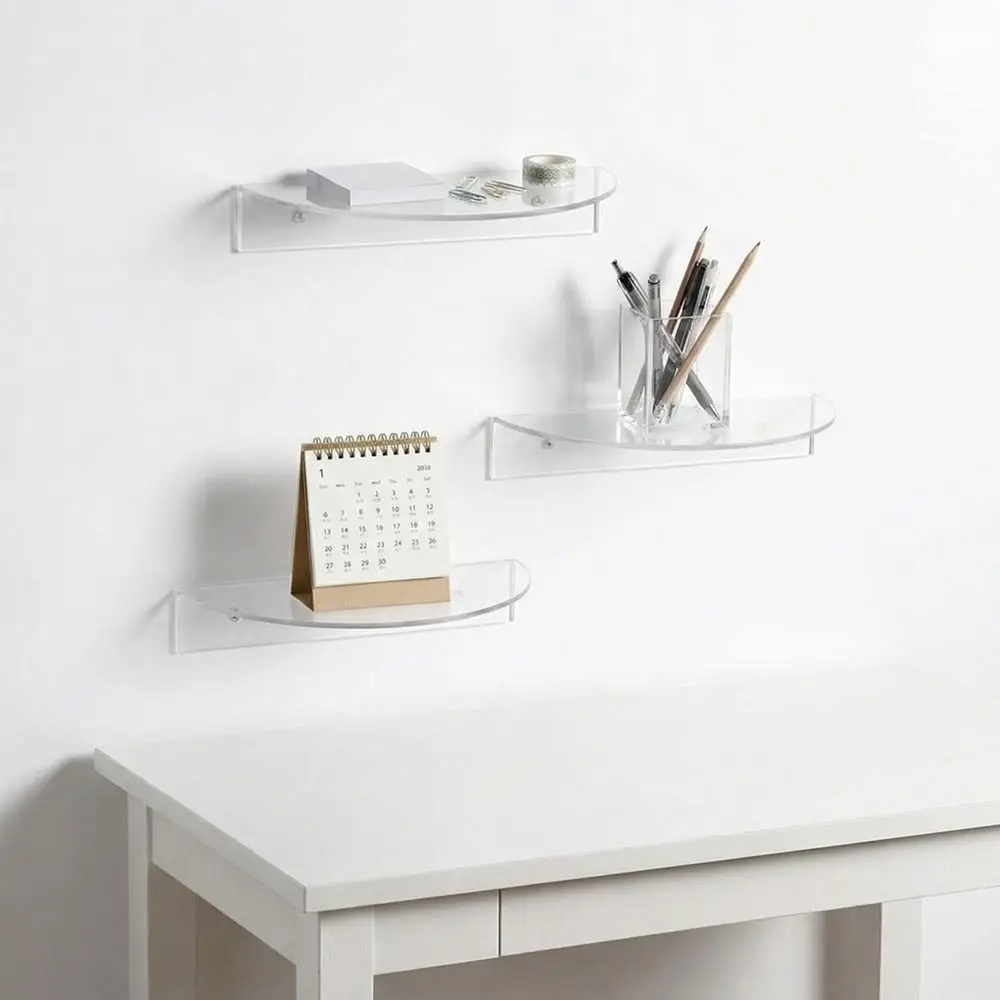 Wall Mounted Semi-circular Display Rack Modern Decorative Transparent Wall Shelves Minimalist Invisible Shelf Living Room