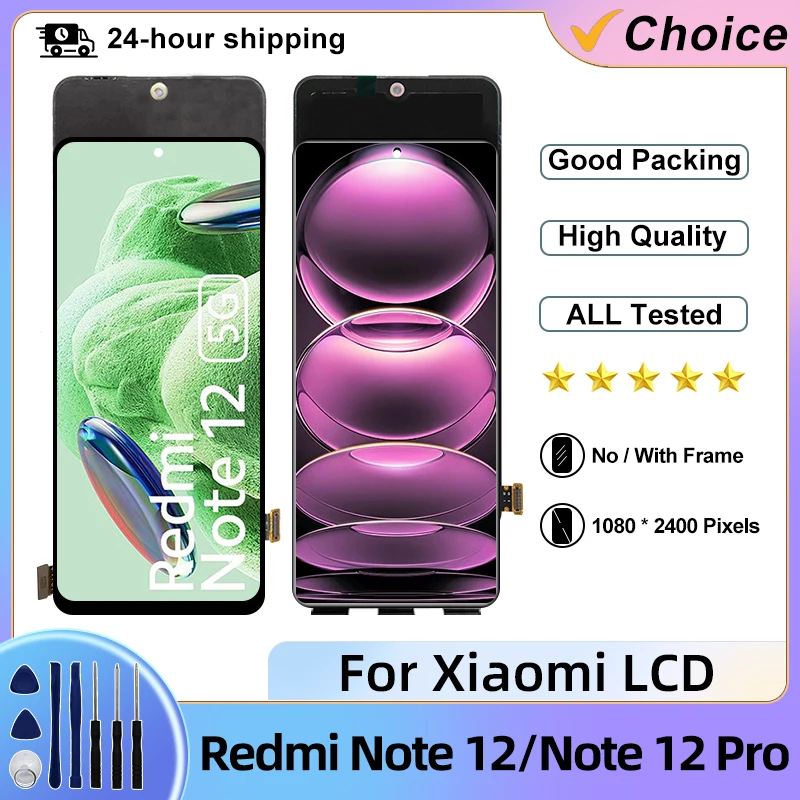 AAA+ New Test TFT For Xiaomi Redmi Note 12 4G 5G Display Touch Screen For Xiaomi Redmi Note 12 Pro 4G 5G OLED Replacement Parts