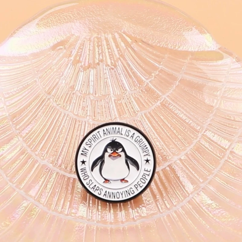 Cute Penguin Quotes Enamel Pin Lapel Pin Animal Brooches For Women Clothing Decoration Metal Pins Backpack Hat Badge Accessories