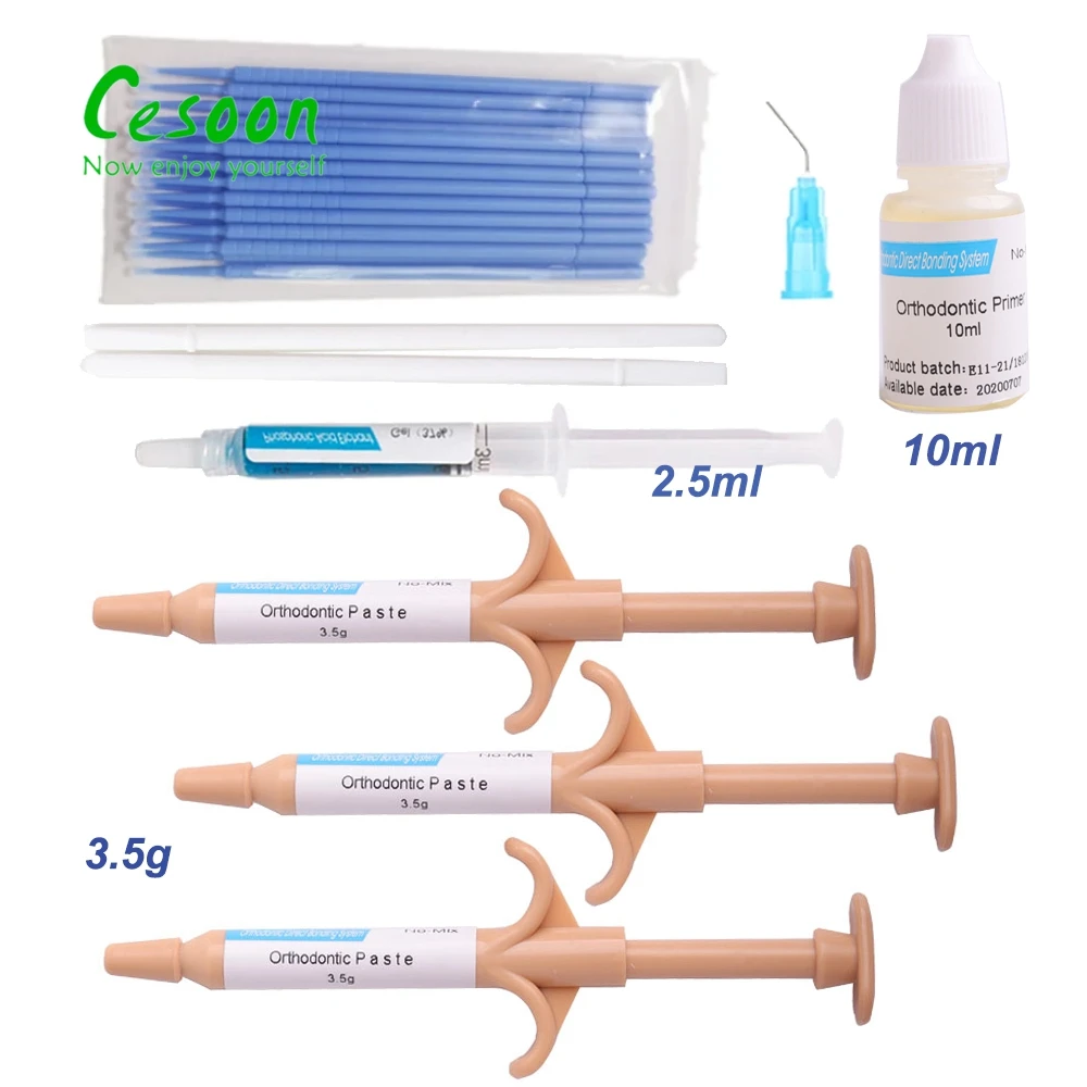 Cesoon Dental Orthodontic Adhesive Kit Light Cure Green Glue NO-MIX Direct Bonding System Dentist Ortho Resin Dentistry Material