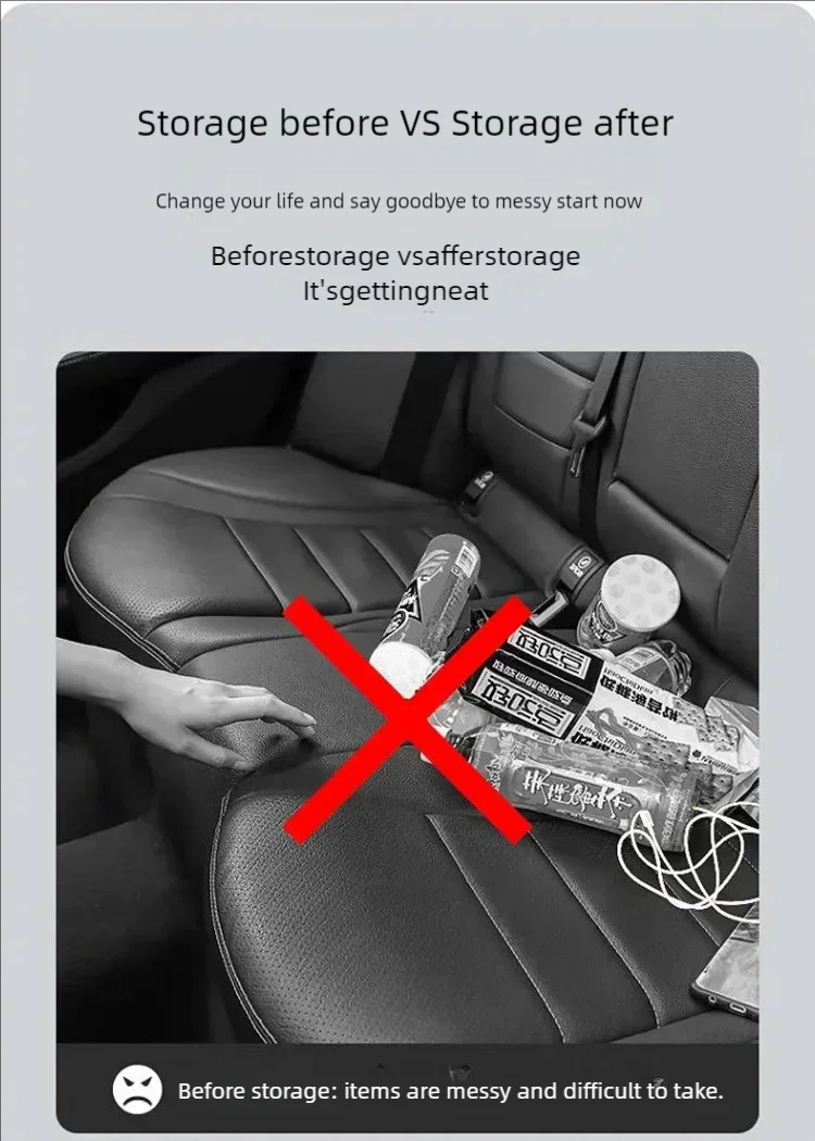 Auto-Mittelstuhl-Aufbewahrungsnetz, große Kapazität, Ledertasche, Aufbewahrungstasche für die Rückseite des Autositzes, Aufbewahrungstasche für Gegenstände, Hängetasche – Detail 9