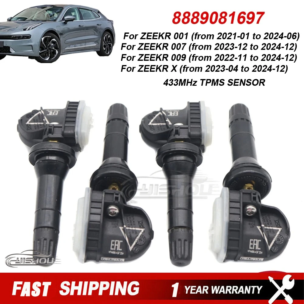 

Tire Pressure Monitor Sensor 8889081697 For ZEEKR 001 007 009 For ZEEKR X 2003 2004 Car TPMS 433MHz 6600145881 NEW