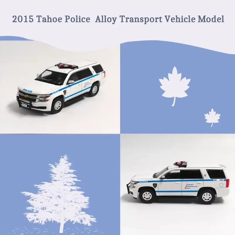 for 596 1:64 Scale 2015 Tahoe Police Alloy Car Model Detailed Replica Desktop Decoration Simulation Vehicle Collectible Gift