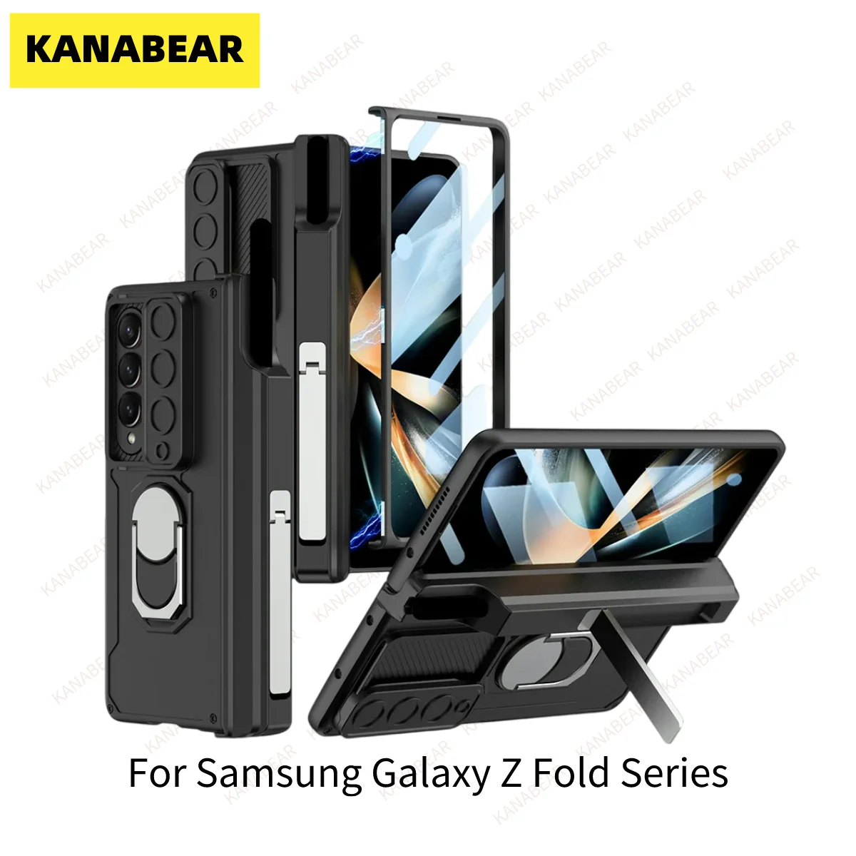 

Magnetic Hinge Shockproof Armor Case For Samsung Galaxy Z Fold 4 With Glass Film Pen Holder Stand Cover For Galaxy Z Fold 3 Case