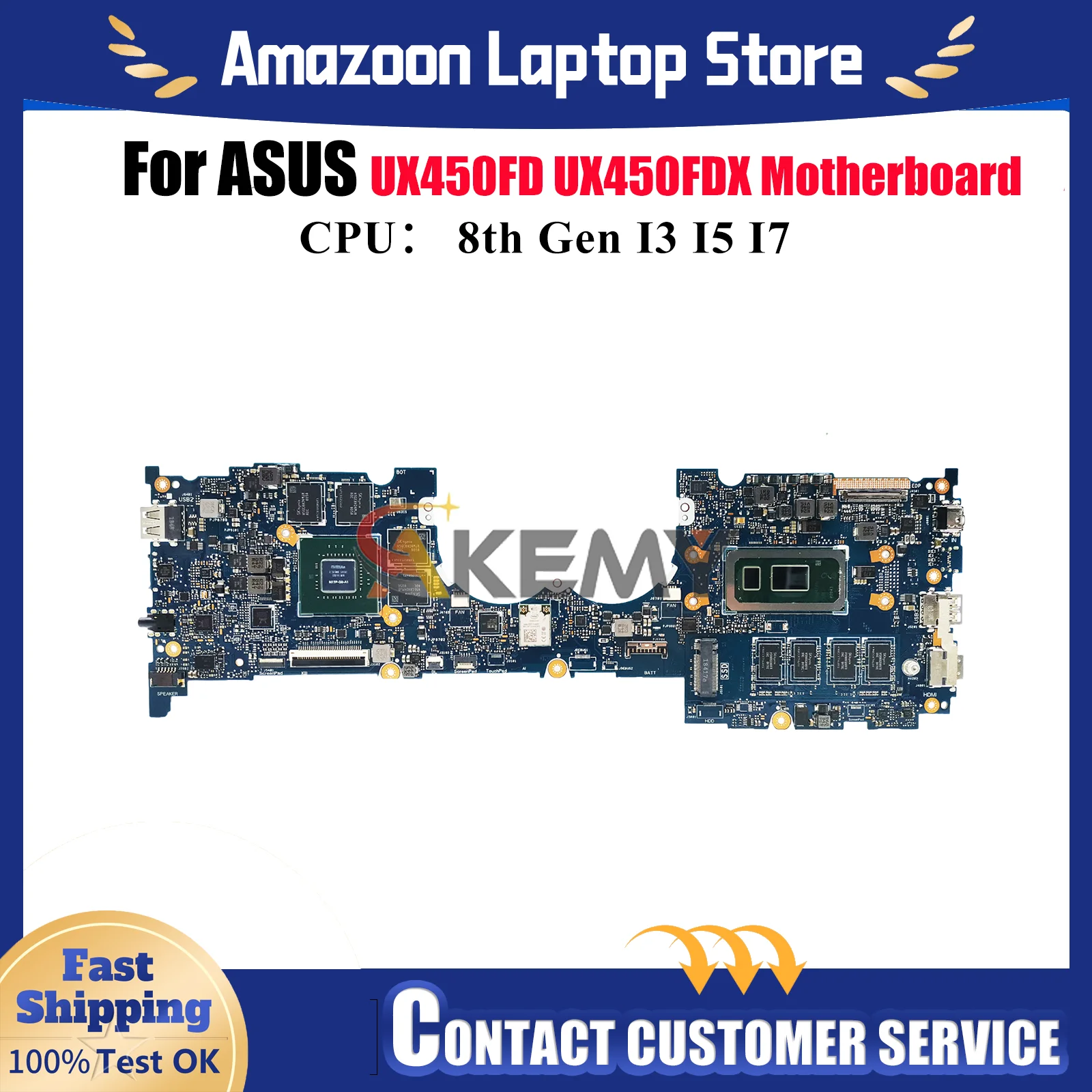 

UX450FDX Материнская плата для ноутбука ASUS ZenBook UX450FD UX450FDX UX450F Материнская плата для ноутбука с процессором I3 I5 I7 тест ОК быстрая доставка
