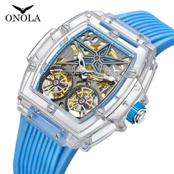 watches men ONOLA Luxury Fashion Plastic Transparent Hollow Full Automatic Mechanical Watch for Men Waterproof Clock