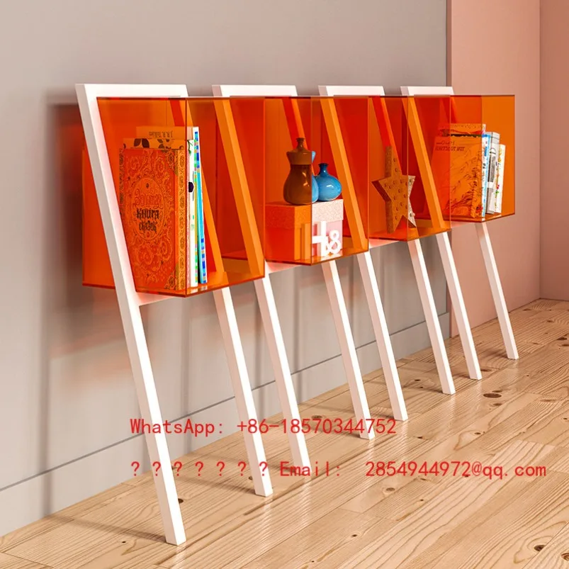 

Colorful Acrylic Small Bookshelf Minimalist Luxury, Trapezoidal Creative Bookshelf Against The Wall, Floor Standing Storage Rack