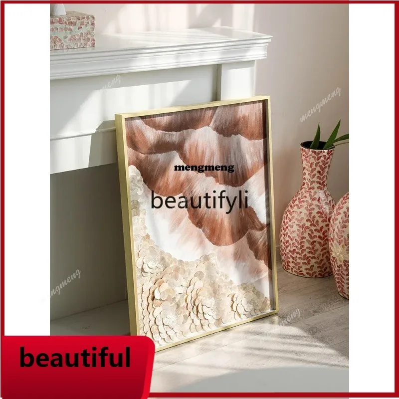 Cream wind shell decorative painting hand-painted living room entrance sofa background hanging paintingX