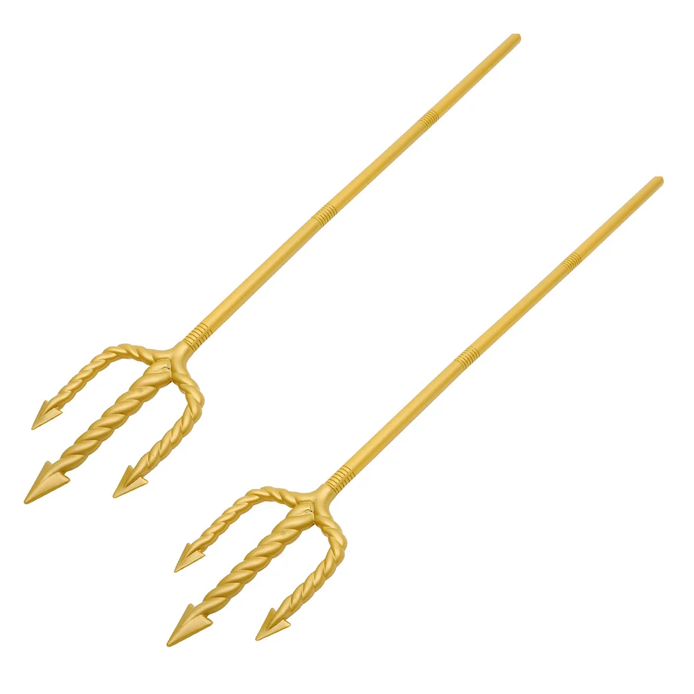 

2pcs Golden Staff Costume Prop Party Accessory Halloween Cosplay Event Supplies Decor