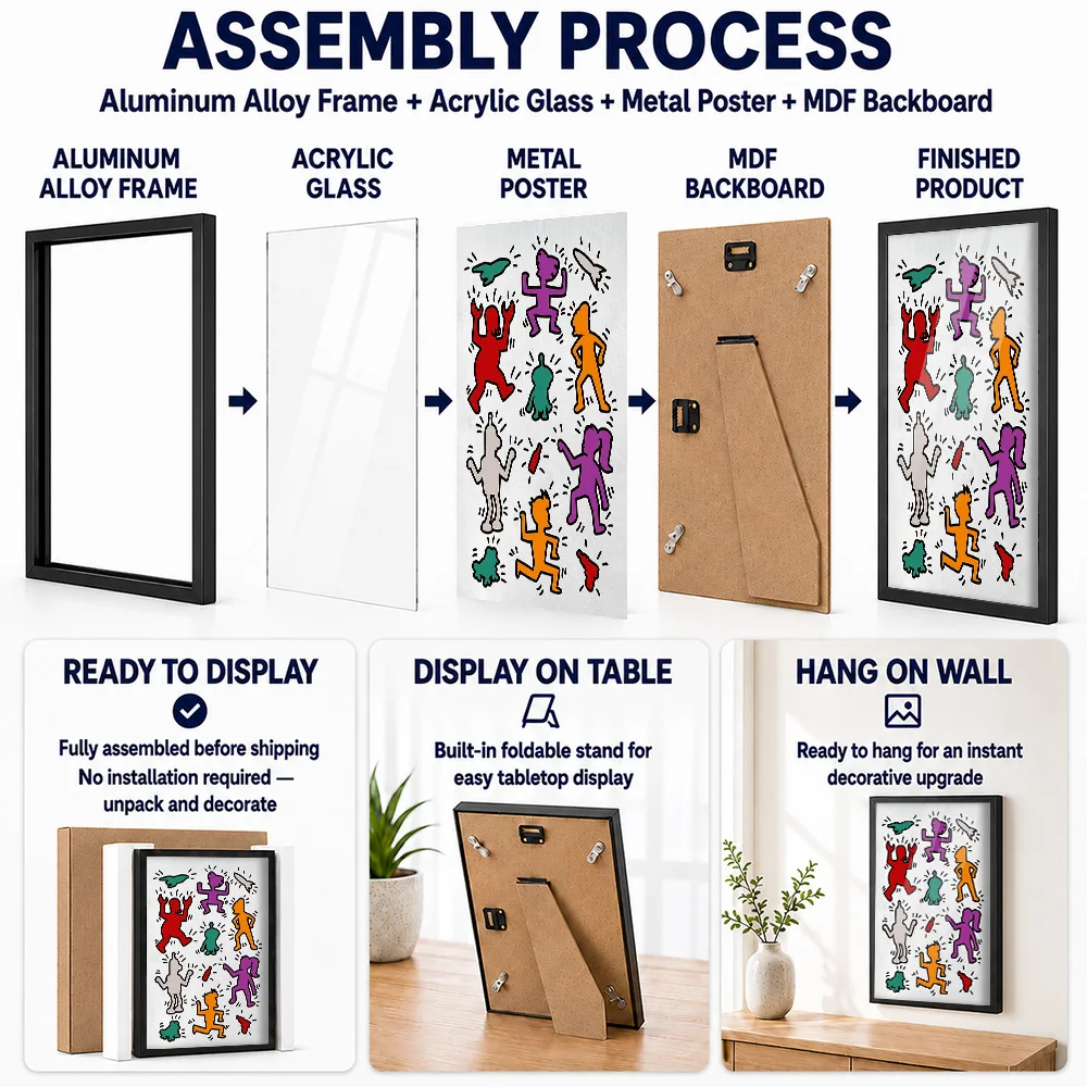 Futurama Characters In Pop Color Framed Aluminum Metal Poster Customized Photo High Contrast Graphic Style Wall Art For Studio