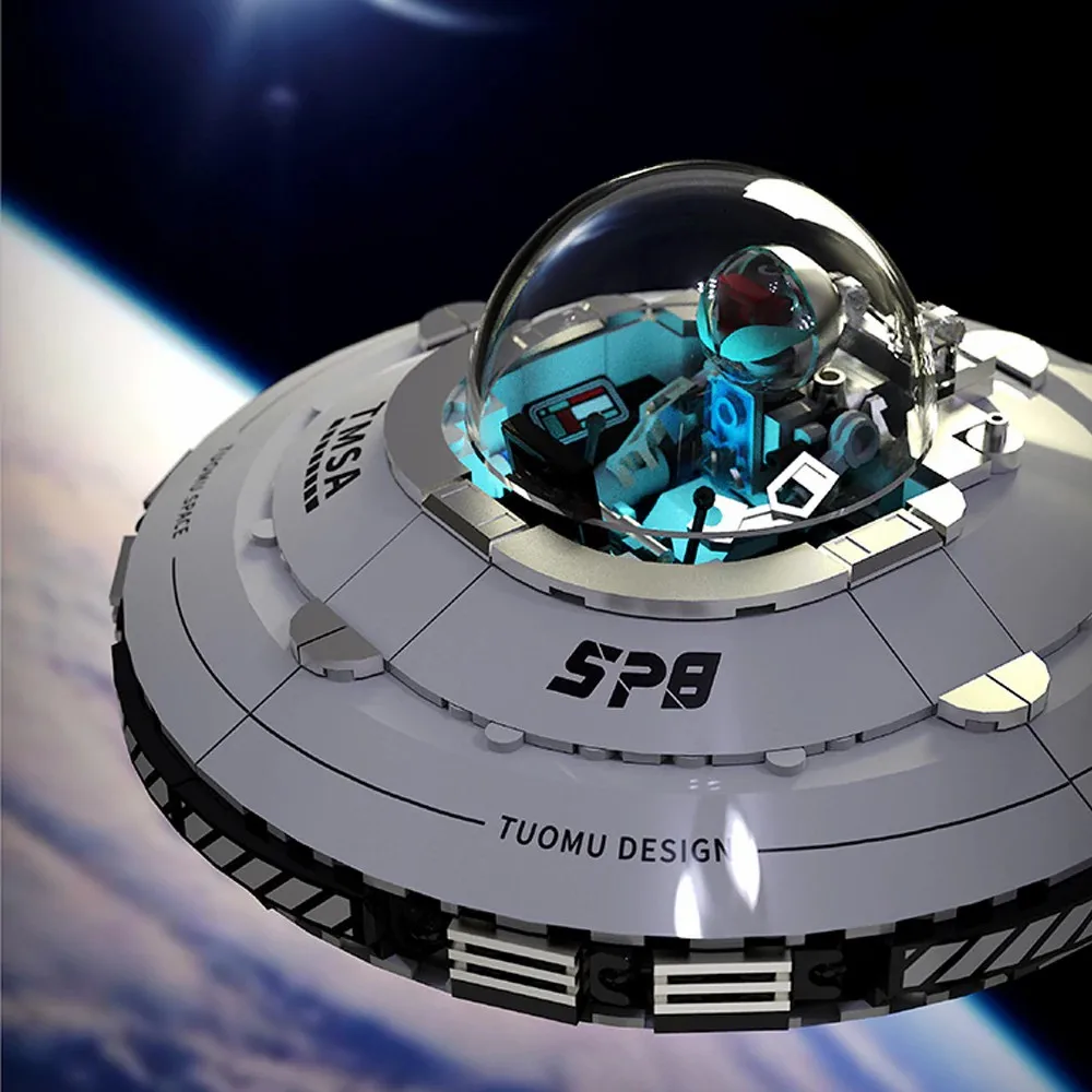 Technisch ruimteschip ruimte UFO ruimtevaartuig verlichting gebouwen sets, 601PCS stadsvliegtuigen model gebouwen blokken cadeau voor volwassenen