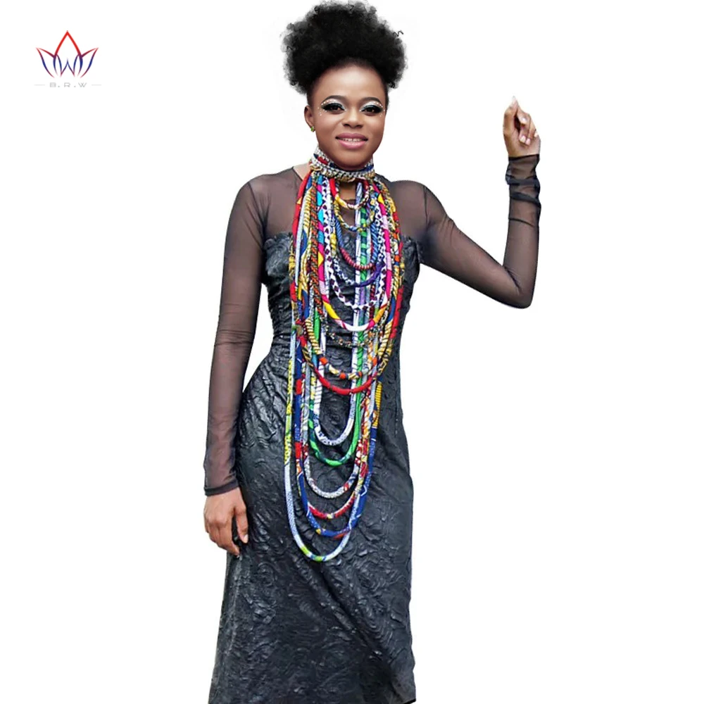 BRW 2026 Colorful African Ankara Wax Print Fabric Necklace Handmade Tribal Jewelry Shawl - Unique Handcrafted Accessory WYB084