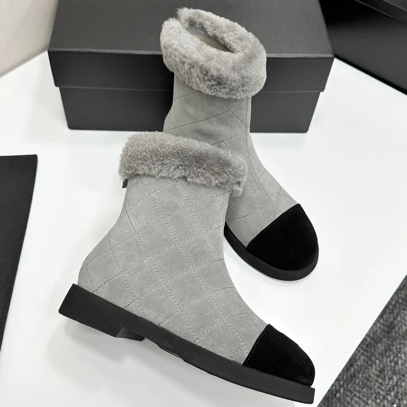 

High quality fleece-lined wool women's winter boots made of reversed-fur cowhide comfortable elegant shoes 25110813