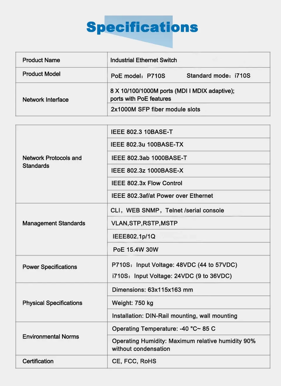 10 port 8 port managed gigabit poe switch industrial poe switch security equipment security camera cctv camera ip camera