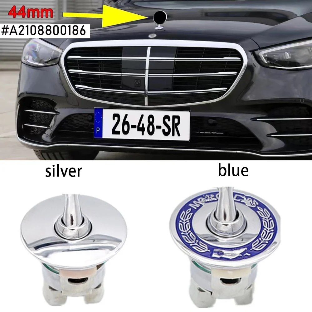 1pcs 44mm Metal Chrome Black Car Front Hood Emblem Bonnet Logo For Mercedes Benz C E S Class W204 W212 W220 W210 W221 Accessorie