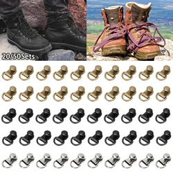 20-50Sets Shoe Lace Hooks Shoe Boot Lace Hooks Loop Ring with Rivets Shoe Boot Buckle D Ring Eyelet Metal Repair Accessories