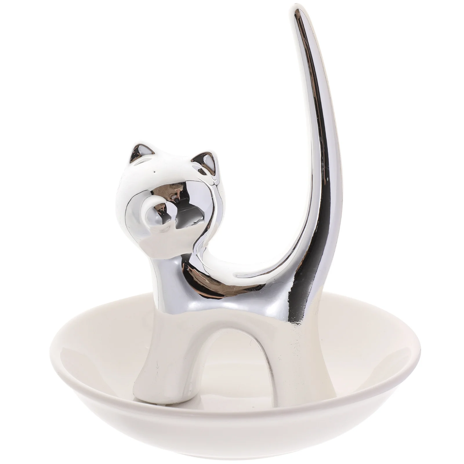 Cat Jewelry Dish Stylish Ceramic Plate Durable Jewelry Storage Tray for Home Bedroom Dresser Display Stylish Trinket Tray