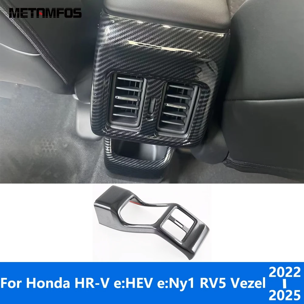 

Аксессуары для Honda HR-V e:HEV e:Ny1 RV5 Vezel 2022-2024 2025, накладка из углеродного волокна на заднее сиденье, вентиляционное отверстие для кондиционера