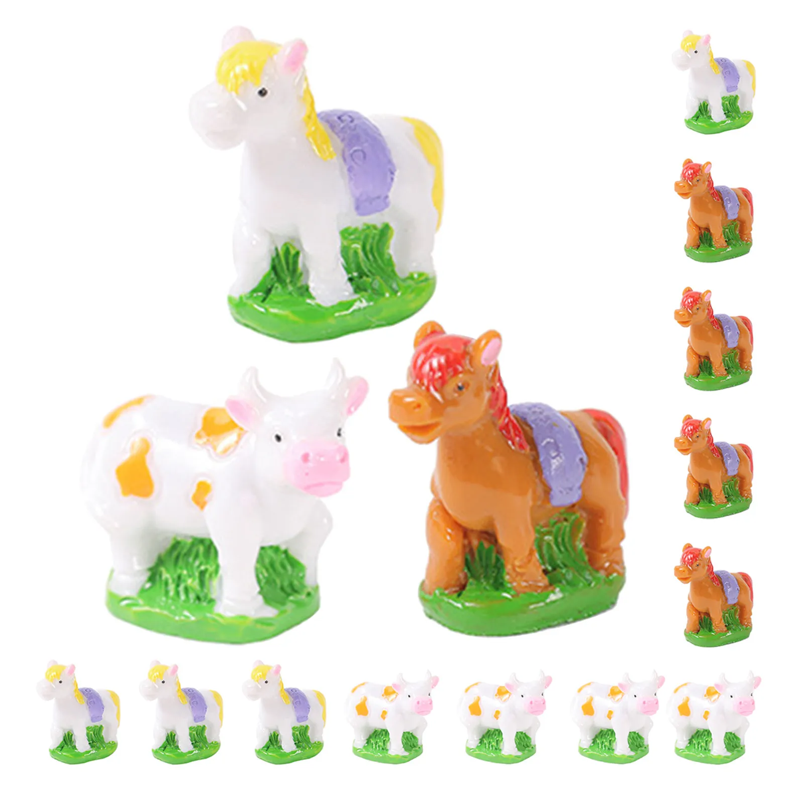 

15Pcs Farm Animal Mini Resin Collection Realistic Miniature Horse Cow Figures for Kids Party Favor Classroom Rewards Mini Farm