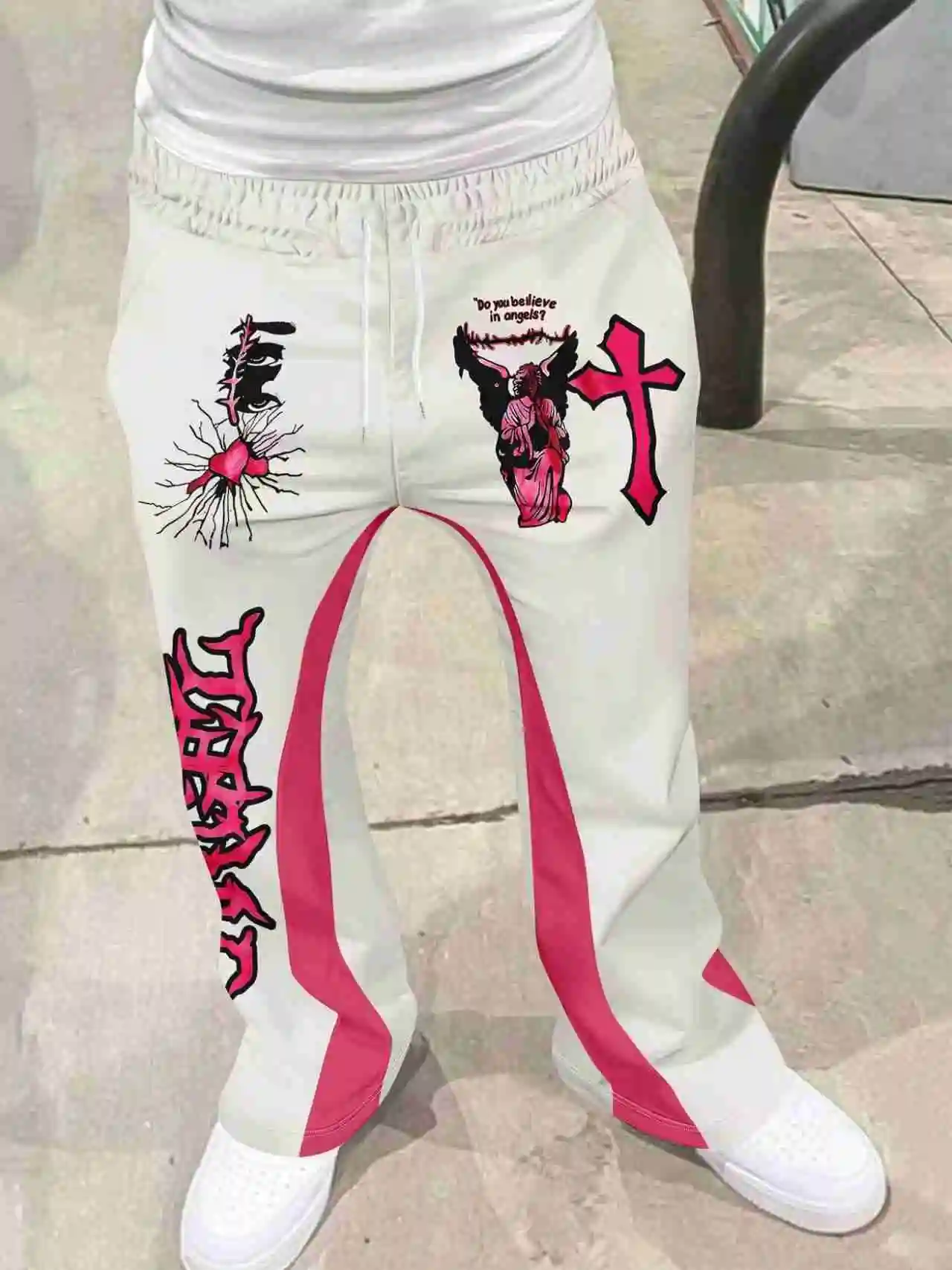 

Y2k Flared Pants Men Loose 3D Print Trousers Casual Sweatpants Mid Waist Sporty Female Clothes Streetwear Hip Hop Vintage Pants