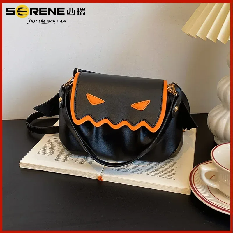 

Single shoulder bag, funny pumpkin bag, Halloween niche design, fashionable women's crossbody bag, suitable for gift giving