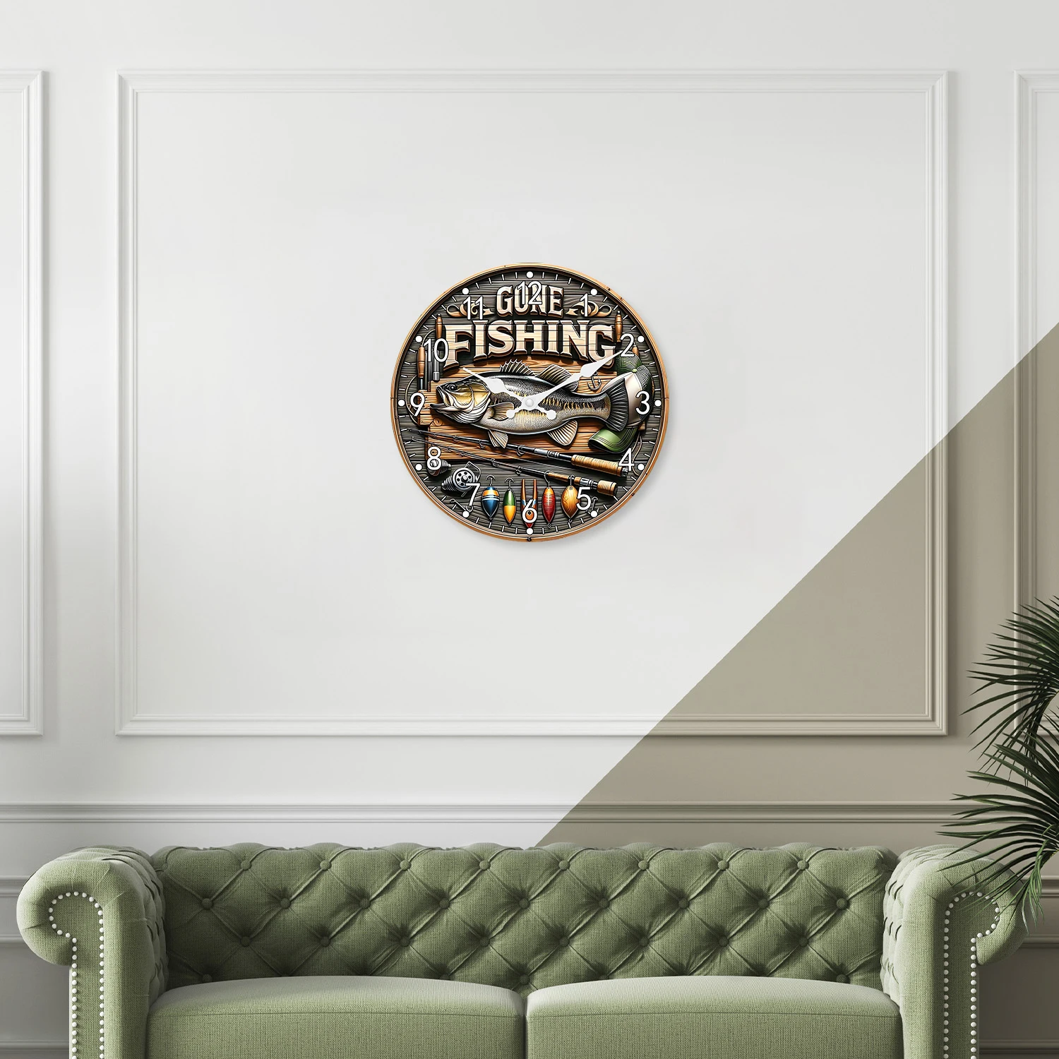 Fashionable Fish Pattern Wooden Wall Clock for Living Room, Bedroom, Kitchen, Home Decoration, Silent Quartz Clock, Holiday Gift, 10 Inches, 12