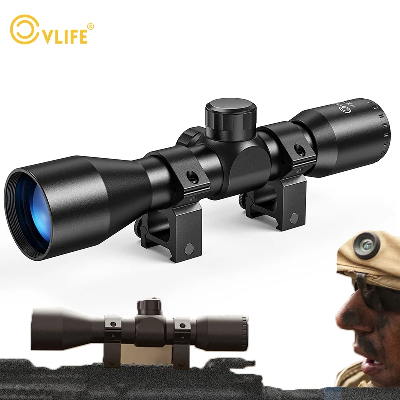 CVLIFE 4x32 Compact Rifle Scope Mil-dot Crosshair Mira Óptica para Carabina Shotgun Airgun 11mm/20mm Rail Hunting