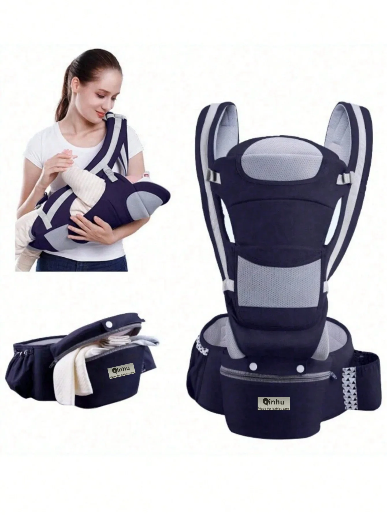 Neue verstellbare ergonomische Babytrage mit Hüftsitz, tragbar und multifunktional, geeignet für Reisen, Freizeit und den täglichen Gebrauch