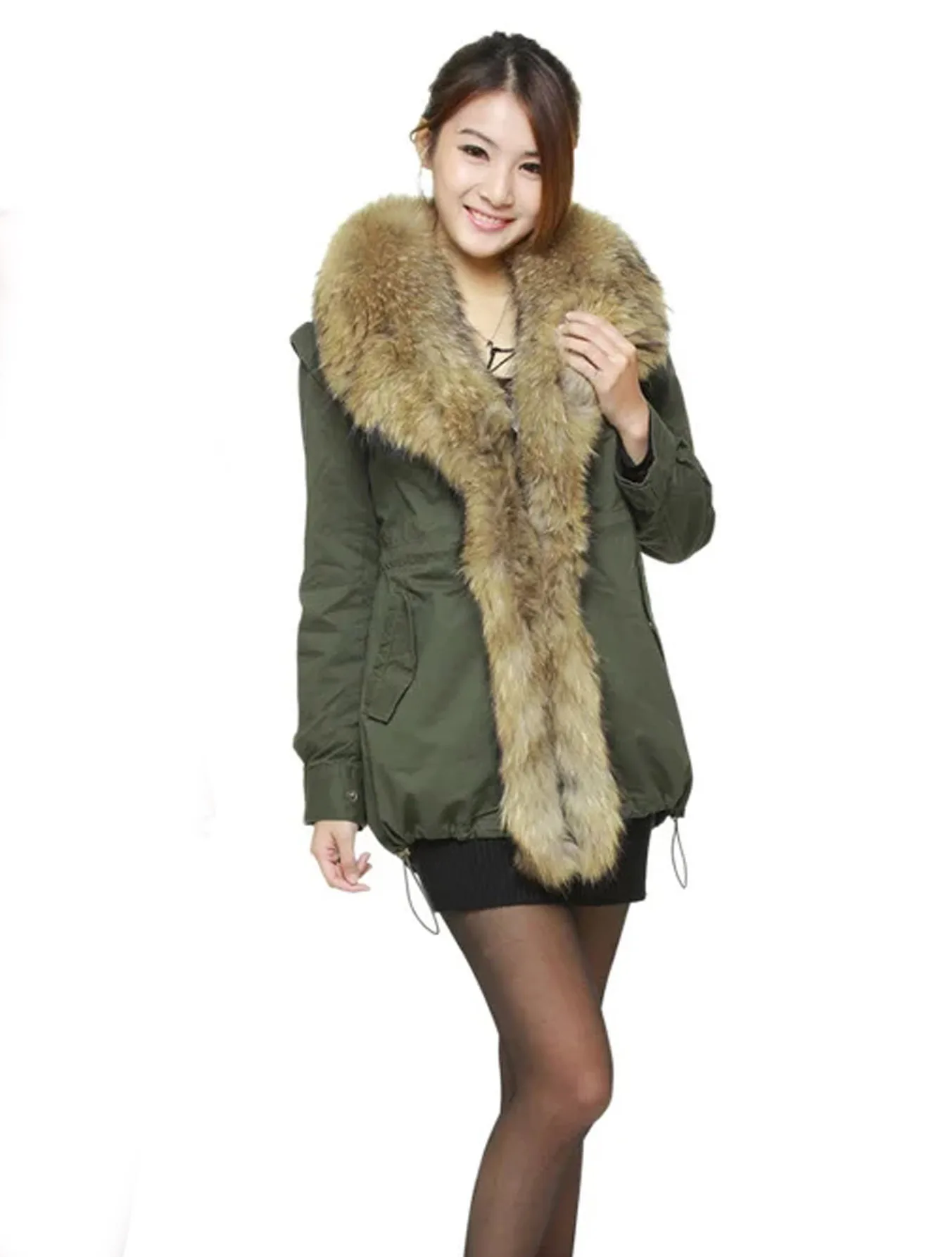 Maomaokong women winter coats  new Korean version Natural scorpion fur collar Cotton padded long section Winter coat female park