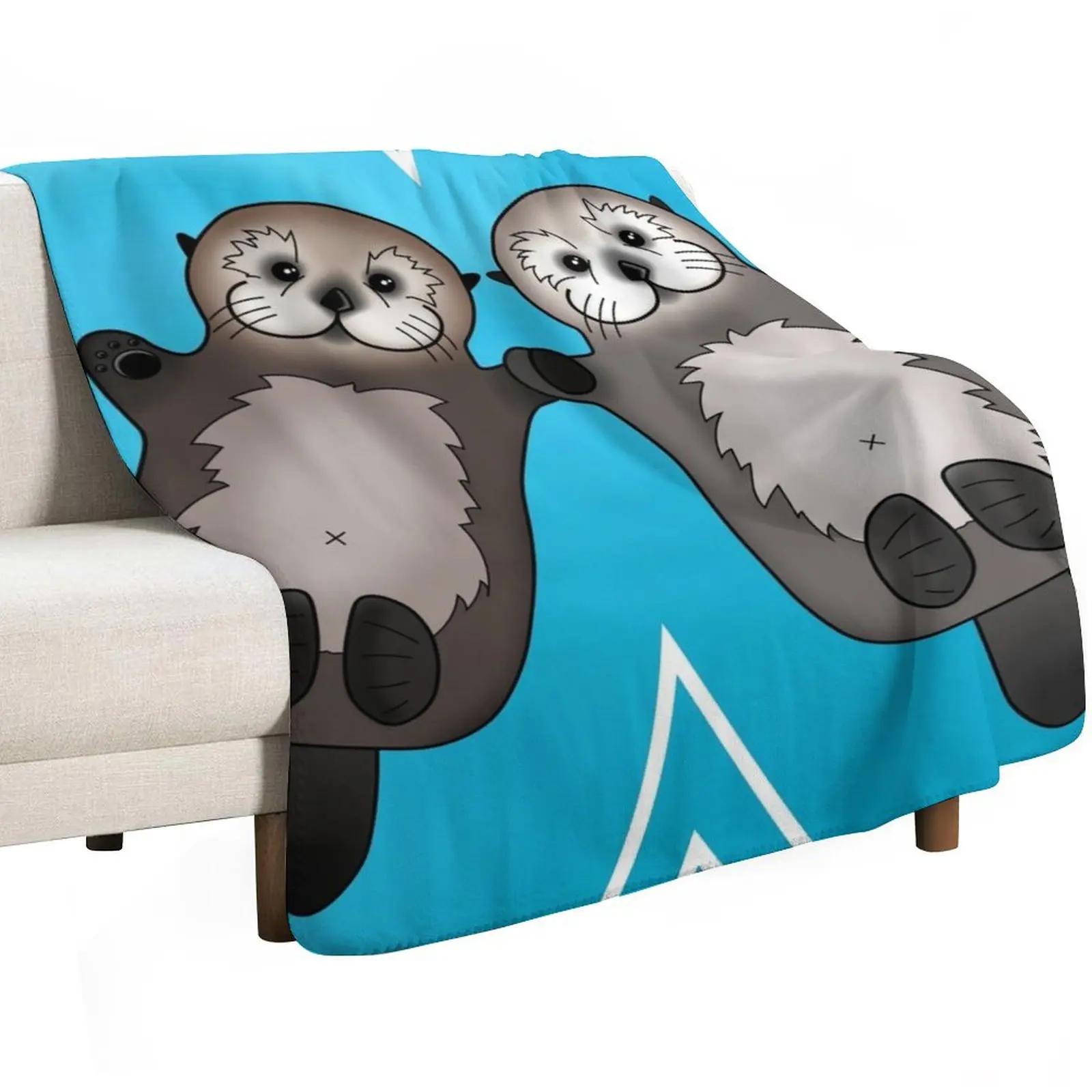 Otters Holding Hands - Sea Otter Couple Throw Blanket anime Beach Multi-Purpose Luxury Large Decorative Beds Blankets