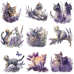 Lavender Cats Dtf Transfers Ready To Press Patches For Clothing Heat Transfer Patches Stickers Heat Transfer On Clothes Decal