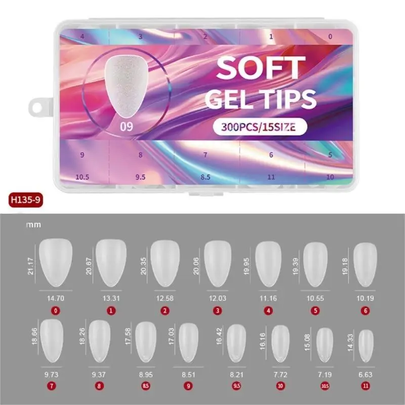 G99E 300PCS ngắn Mẹo Mật độ Mẹo mềm Gel đầy đủ bìa hình acrylic Fai Fai Faicure Art accesories