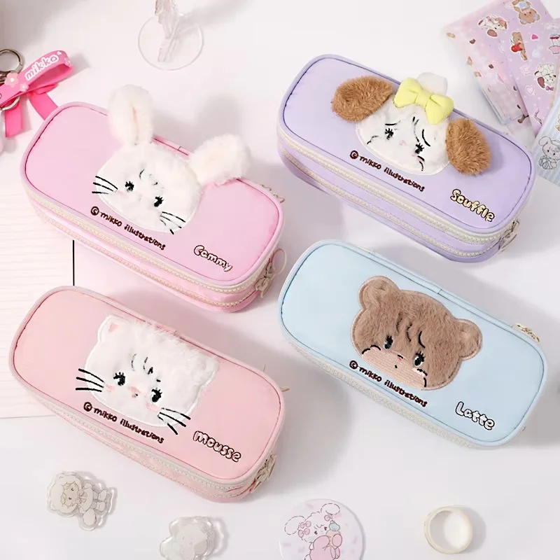 Mikko Kawaii Pencil Case Large Capacity Pencil Box Cosmetic Bag Office School Supplies For Kid Pretty Stationery Organizers Gift