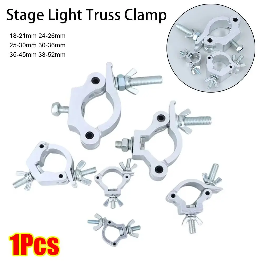 1 Stück Aluminiumlegierung Bühnenlicht-Traversenklemme Schnellverschluss-Clip Halterung DJ-Lichtklemmen 18-21mm 38-52mm Silber Lampenhaken