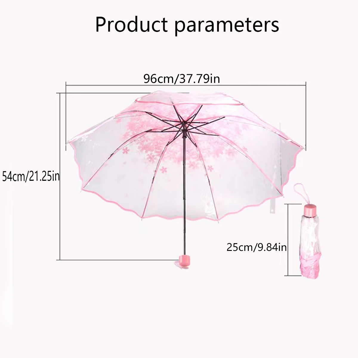 1pc Foldable Sun Manual Umbrella, Cute Clear Romantic Umbrella WithFlower Pattern Foldable Manual Umbrella, Cute Clear Outdoor U