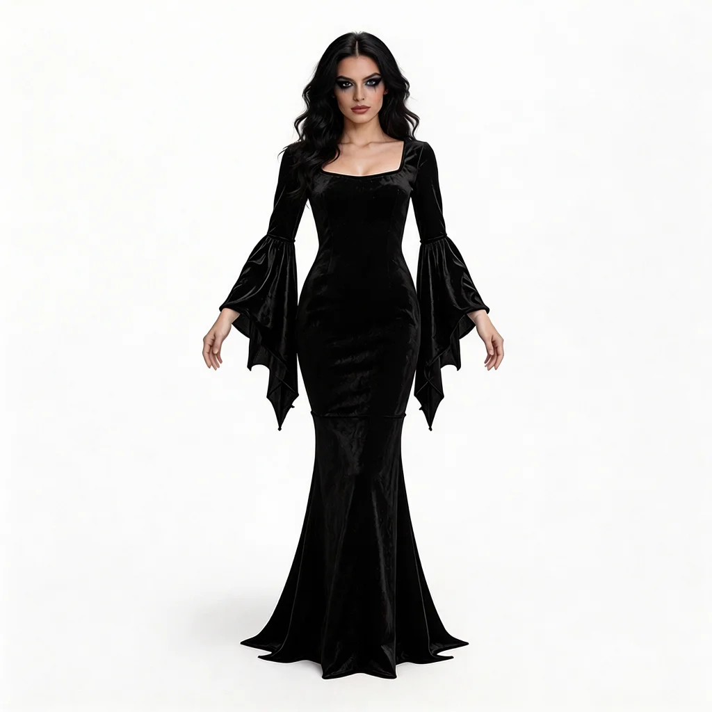 New Halloween Bat Witch Ghost Bride Long Skirt Performance Costume Gothic Witch  Masquerade Ball Outfit Ladies Fashion view 2
