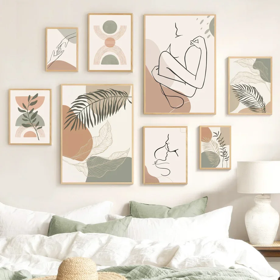 بوهو مجردة نباتات النخيل ملصقات حب أوراق الشجر ، فن الطبيعة الشمال ، ديكور المناظر الطبيعية ، طباعة قماش ، صور اللوحة ، غرفة المعيشة #2