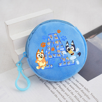Blueyi Bingo Plush Coin Purse Keychains Kids Anime Dog Letter A-Z Wallet Key Ring Children Travel School Portable Money Bag Gift